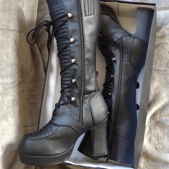 Black Platform Punk Goth Demonia Gothika-200 Boots size 11 NIB - Picture 6 of 9